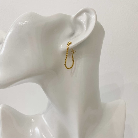 S925 Gold Twist Rope Front Back Earrings - Picture 8 of 9